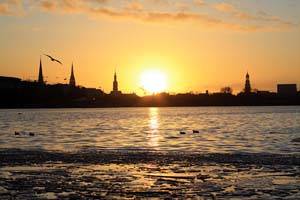 Sonnenuntergang ber der Auenalster