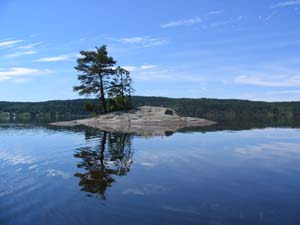 Eine Insel im Le Lang - im Dalsland Gebiet in Schweden